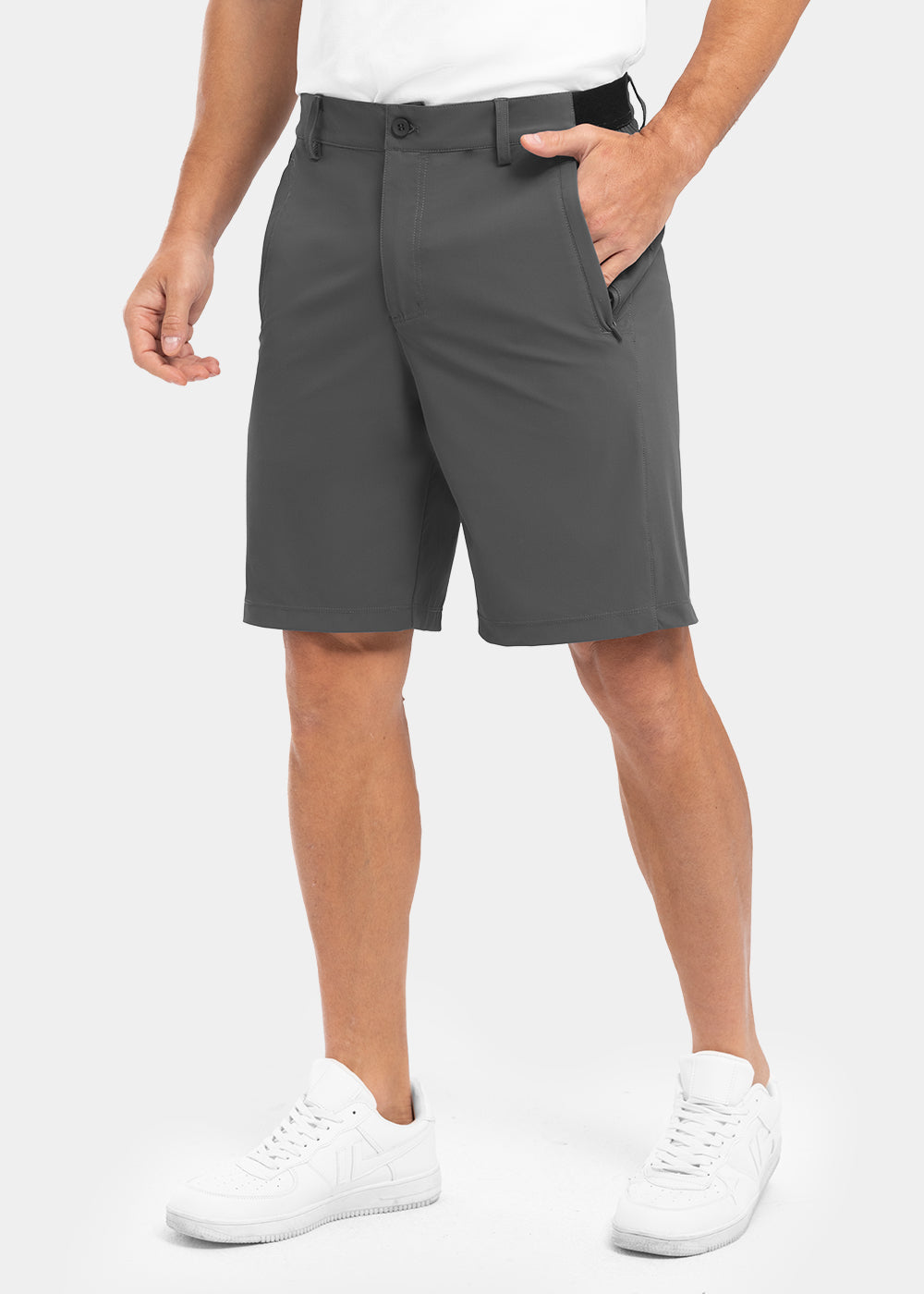 Men's khaki straight fit stretch summer shorts