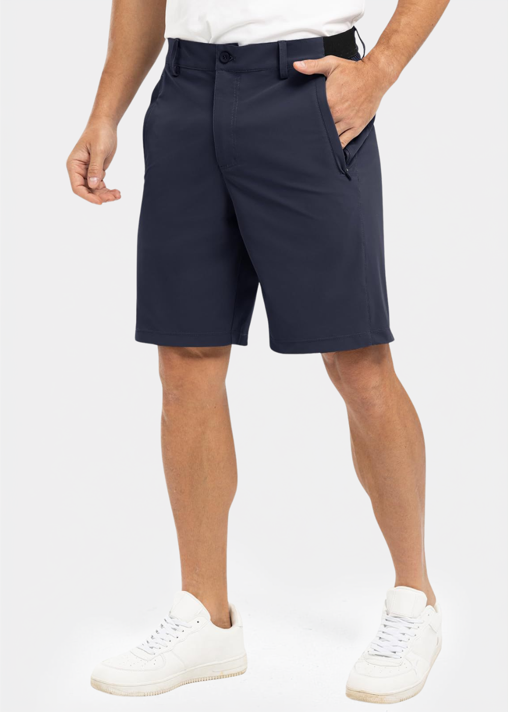 Men's blue straight fit stretch summer shorts