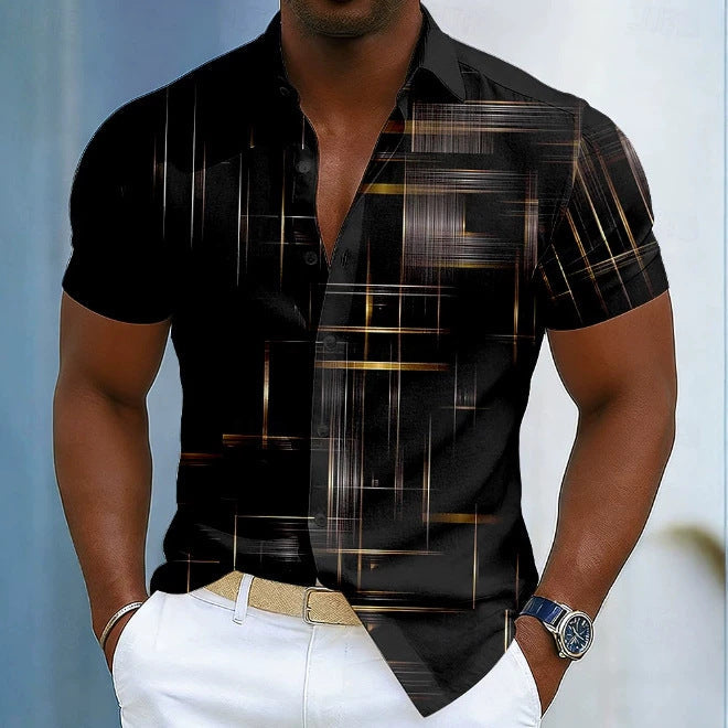Men's red slim fit striped long-sleeve shirt