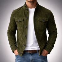 Men's Military-Inspired Structured Suede Layering Shirt Jacket