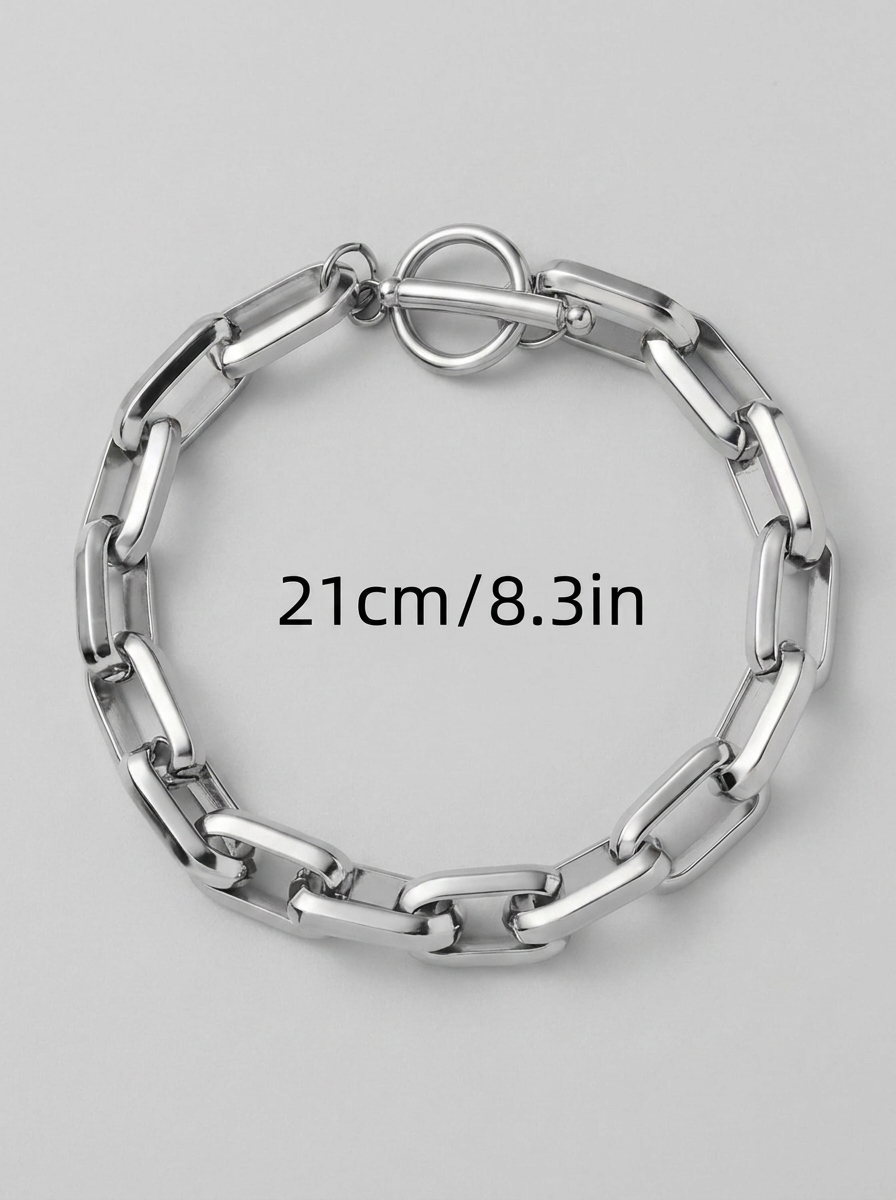 Stainless Steel Chain Bracelet with Toggle Clasp