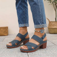 Sandals For Women Open Toe Block Heel Design