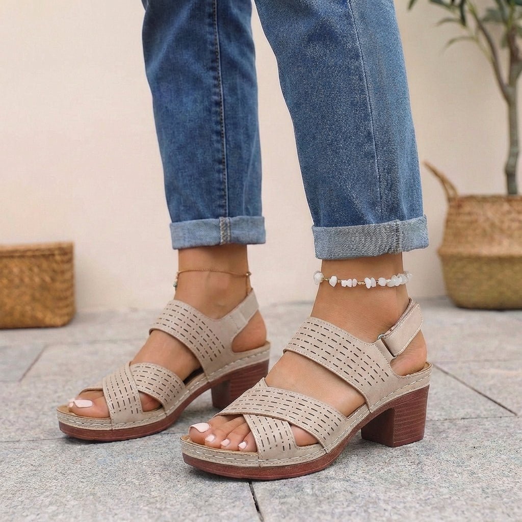 Sandals For Women Open Toe Block Heel Design 3
