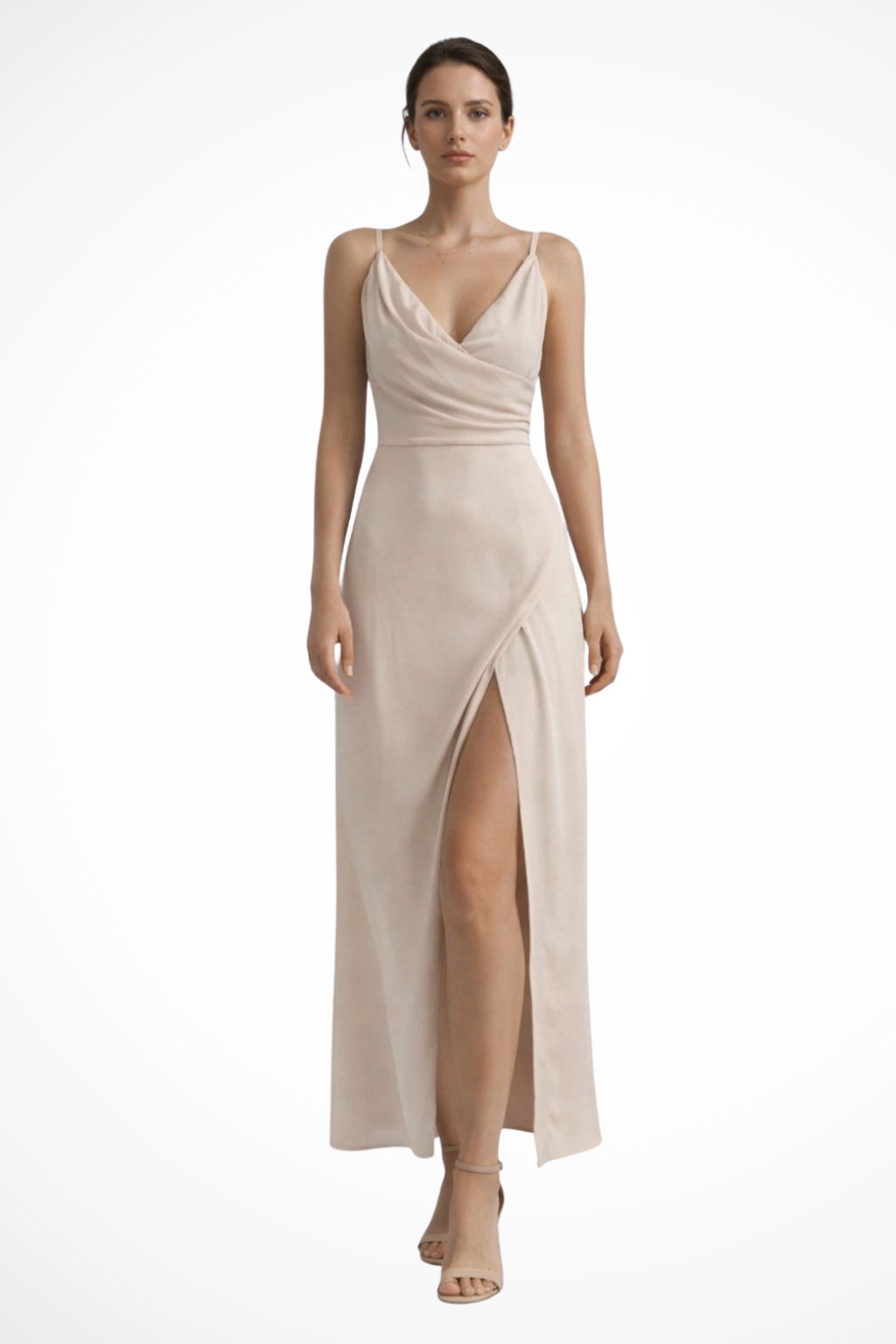 Women's cowl neck slip maxi dress with a side slit