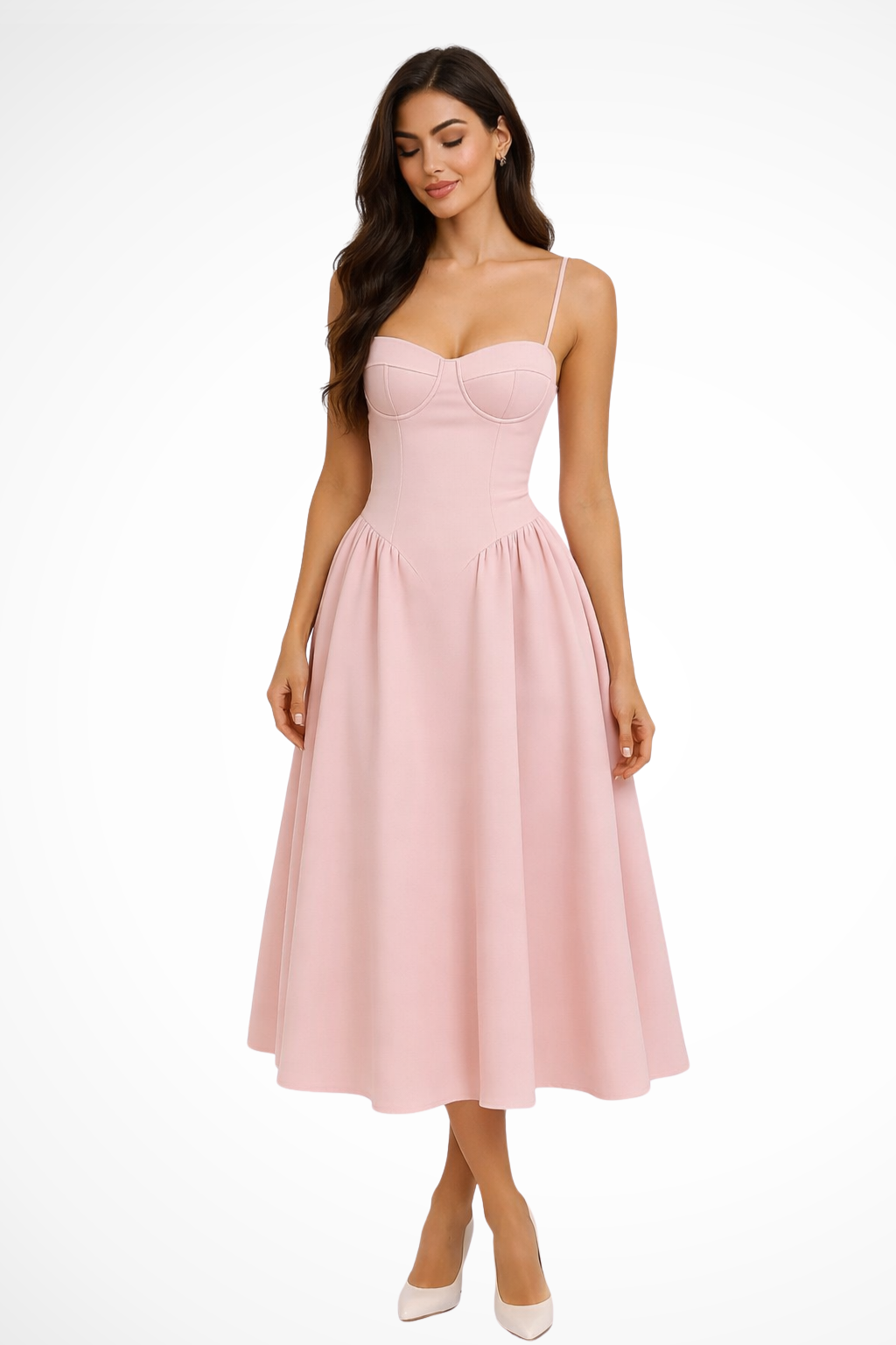 Women's corset bodice A-line midi dress for occasions