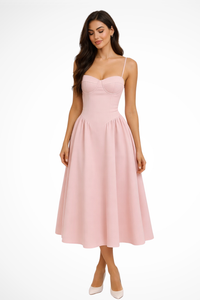 Women's Corset A-Line Midi Dress - Wedding Guest