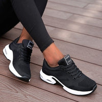 Women's Mesh Walking Trainers with Cushioned Sole and Lace-Up Fit