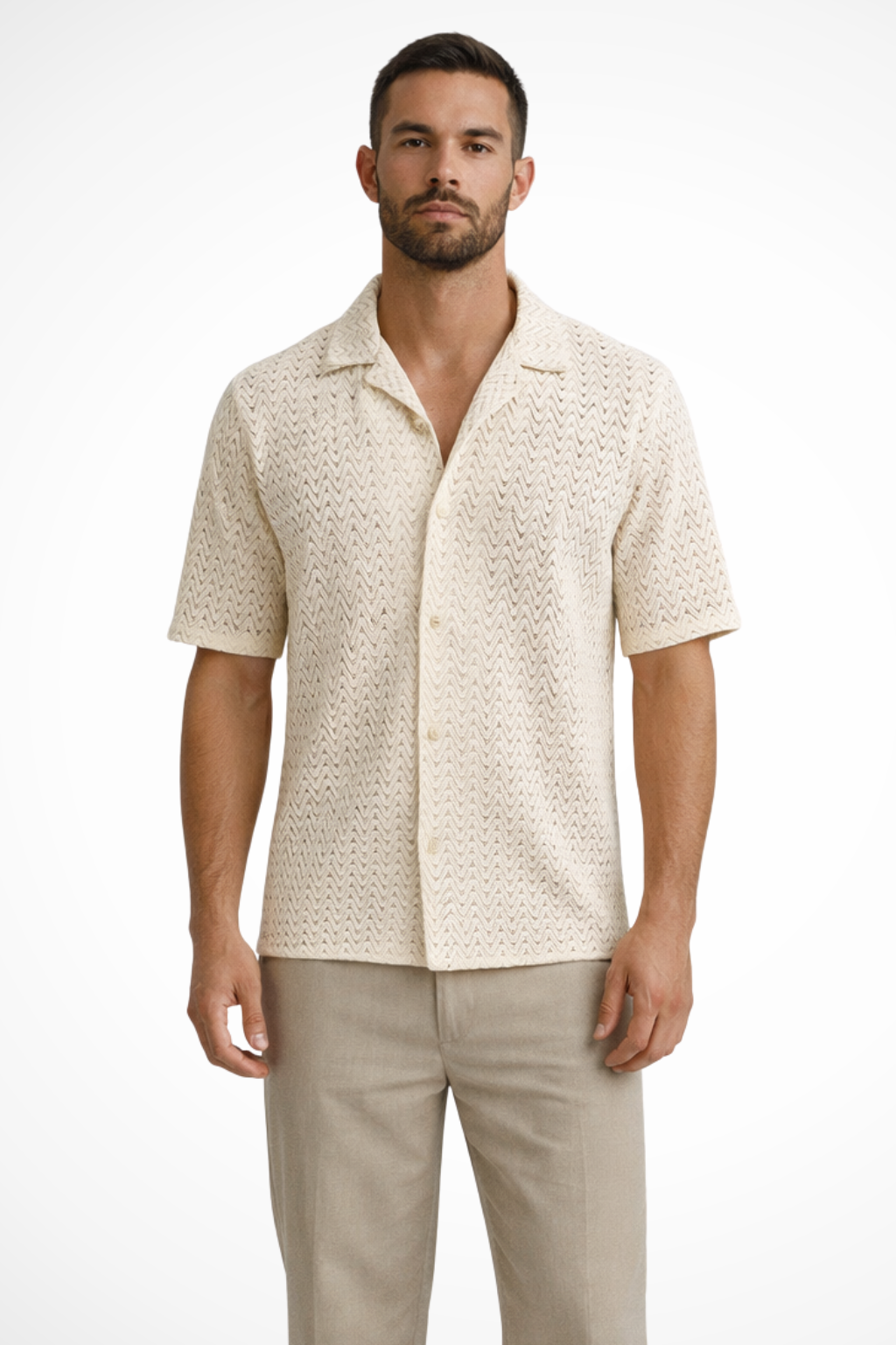 Men's short sleeve textured knit summer shirt
