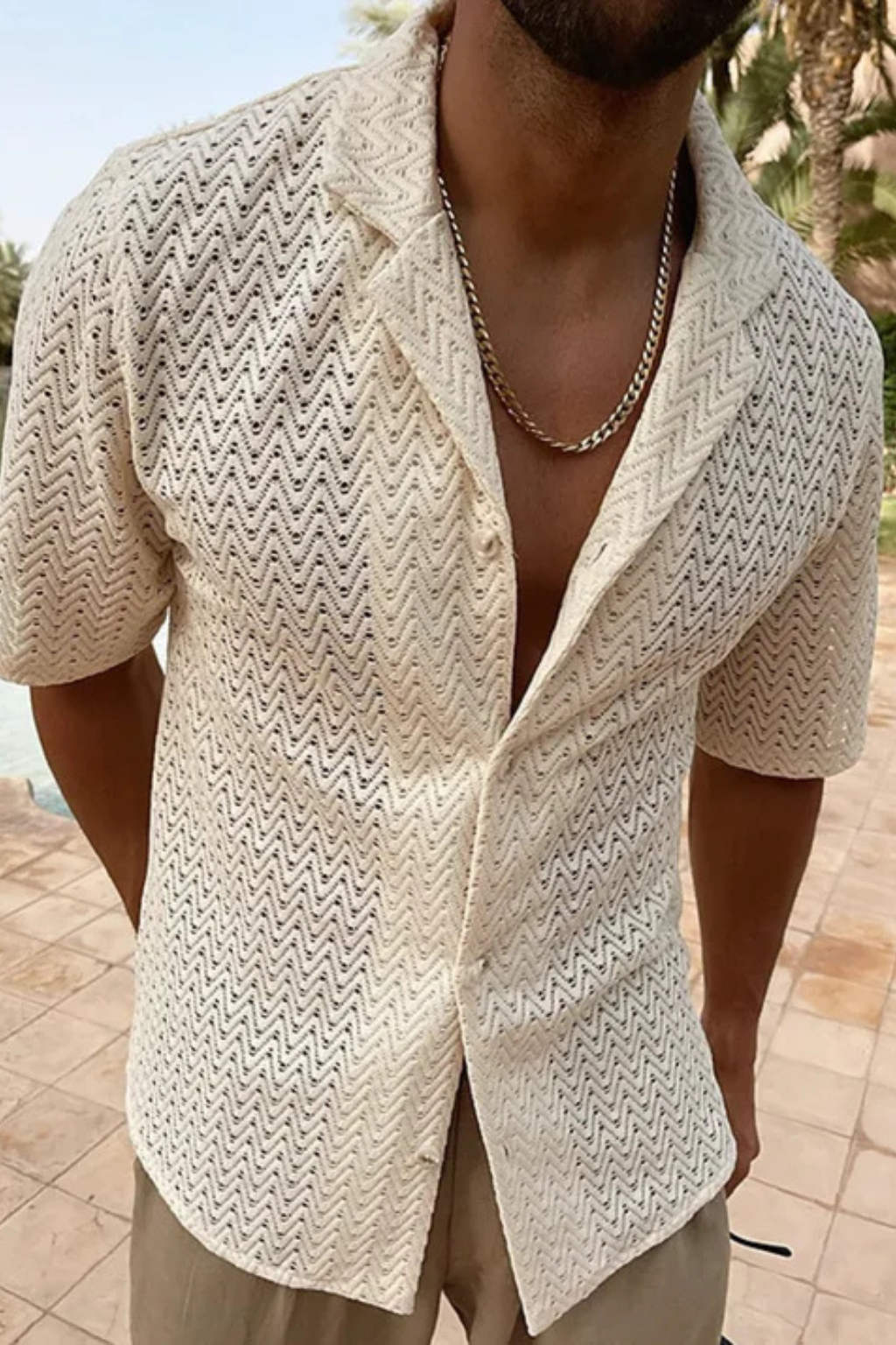 Men's short sleeve textured knit summer shirt