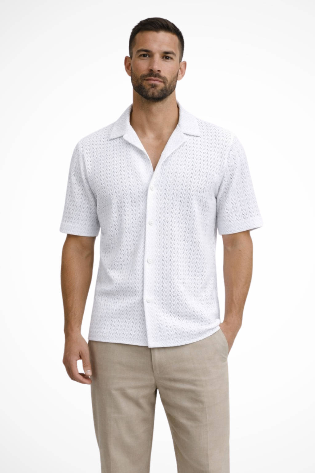 Men's short sleeve textured knit summer shirt