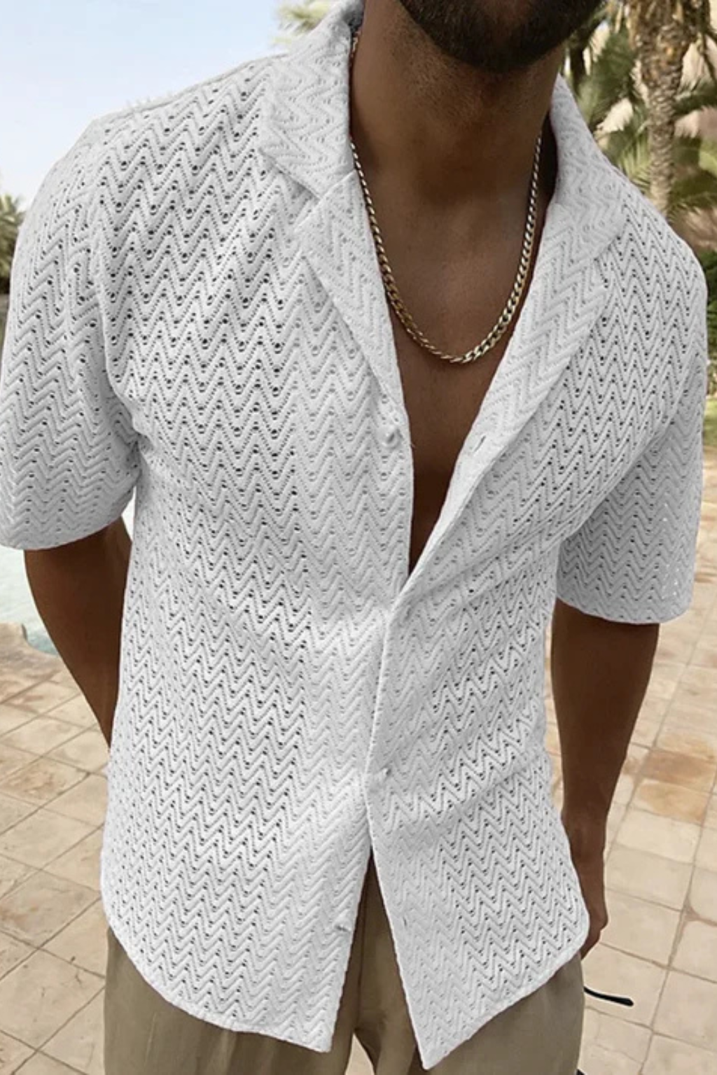 Men's short sleeve textured knit summer shirt