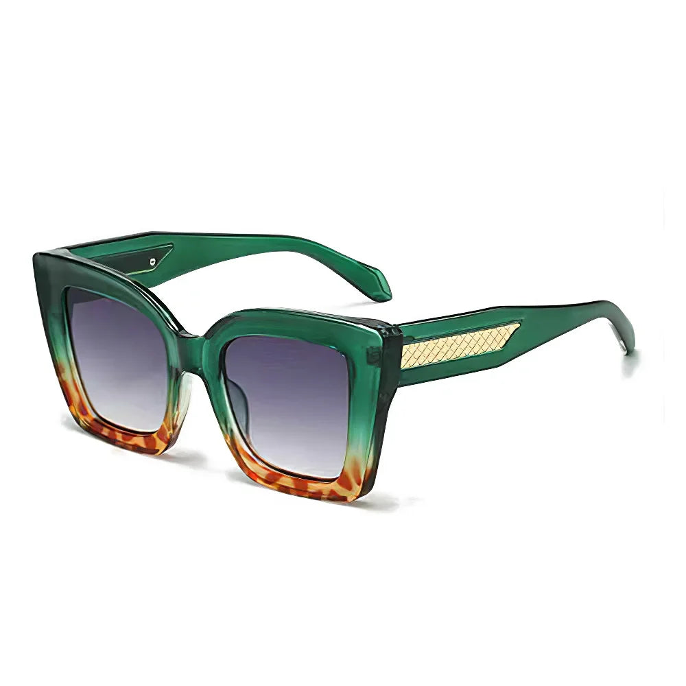 Women's leopard-print oversized square sunglasses with tortoiseshell frame