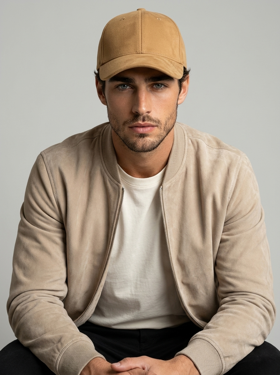 Genuine Leather Baseball Cap with Adjustable Strap