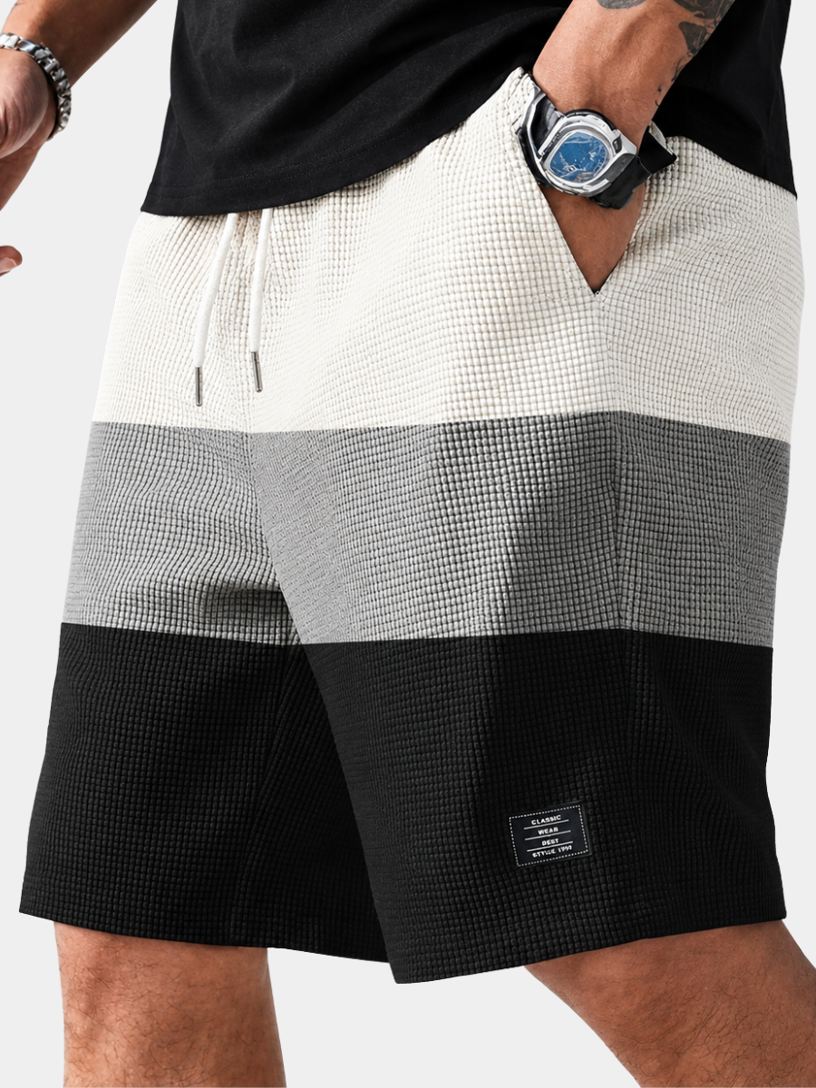 Men's white textured corduroy drawstring shorts