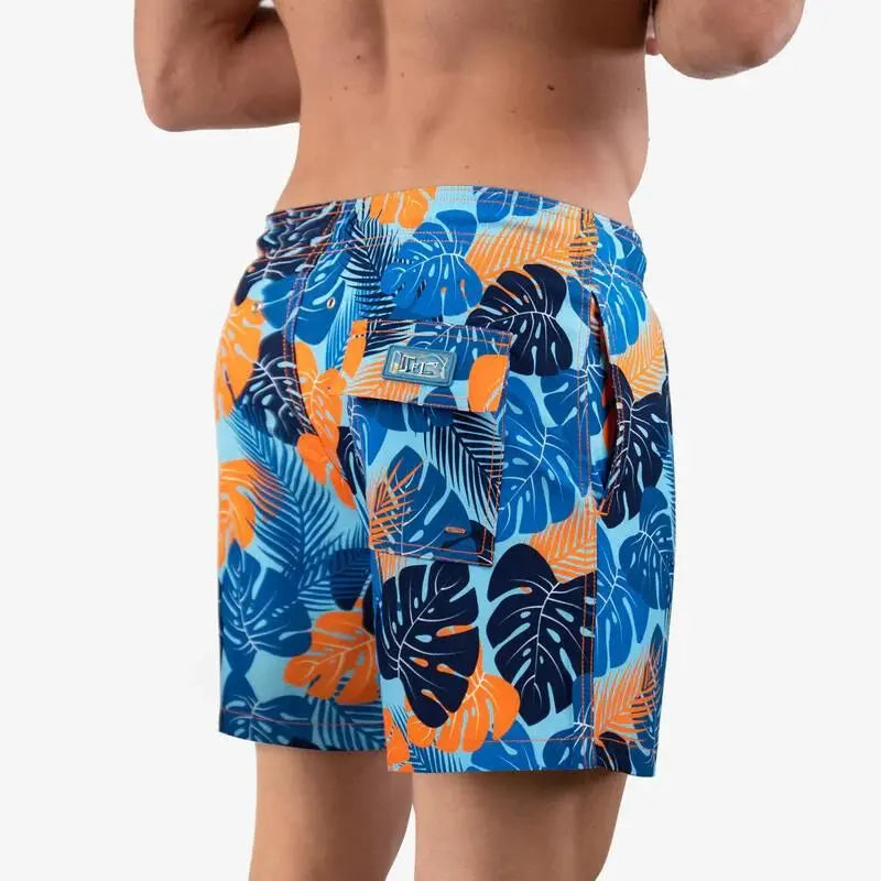 Men's jungle blue quick-dry swim shorts with inner liner