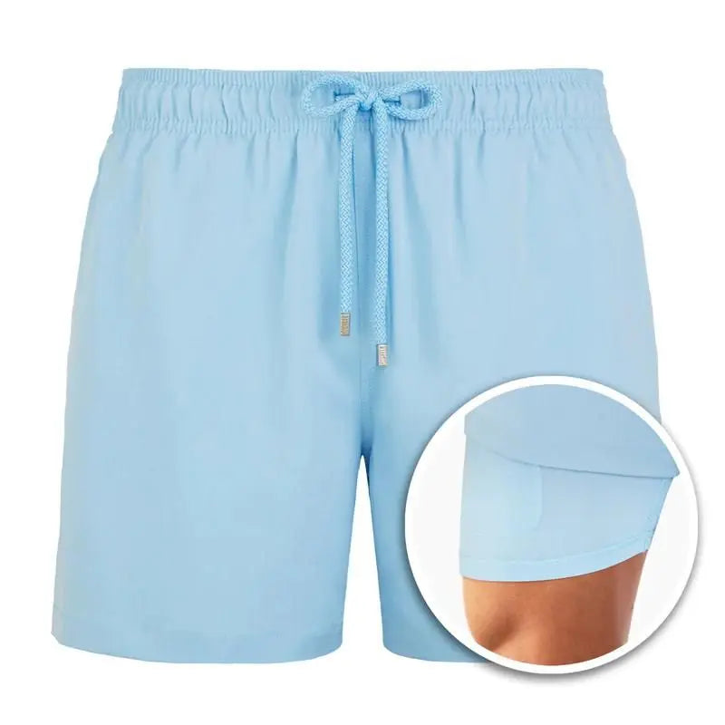 Men's jungle blue quick-dry swim shorts with inner liner