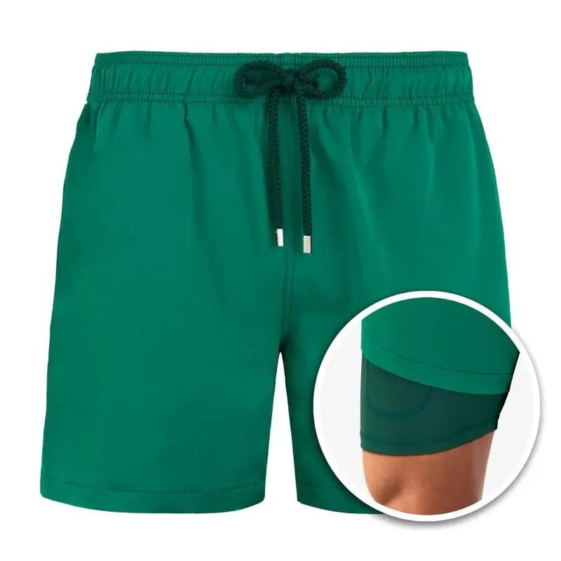 Men's light blue quick-dry swim shorts with inner liner
