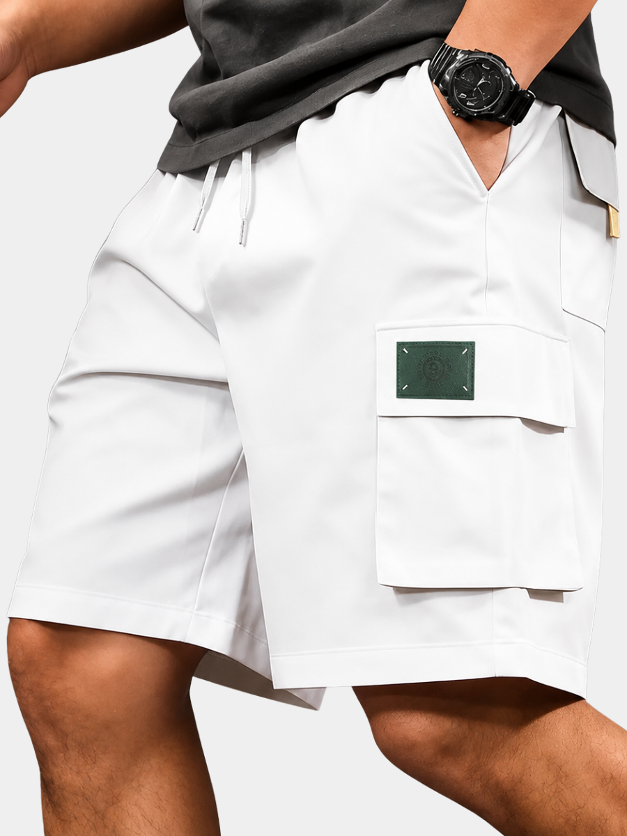 Men's white utility cargo shorts
