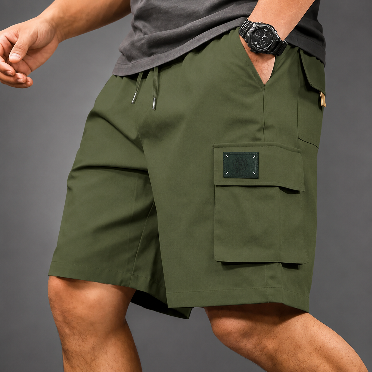 Men's white utility cargo shorts