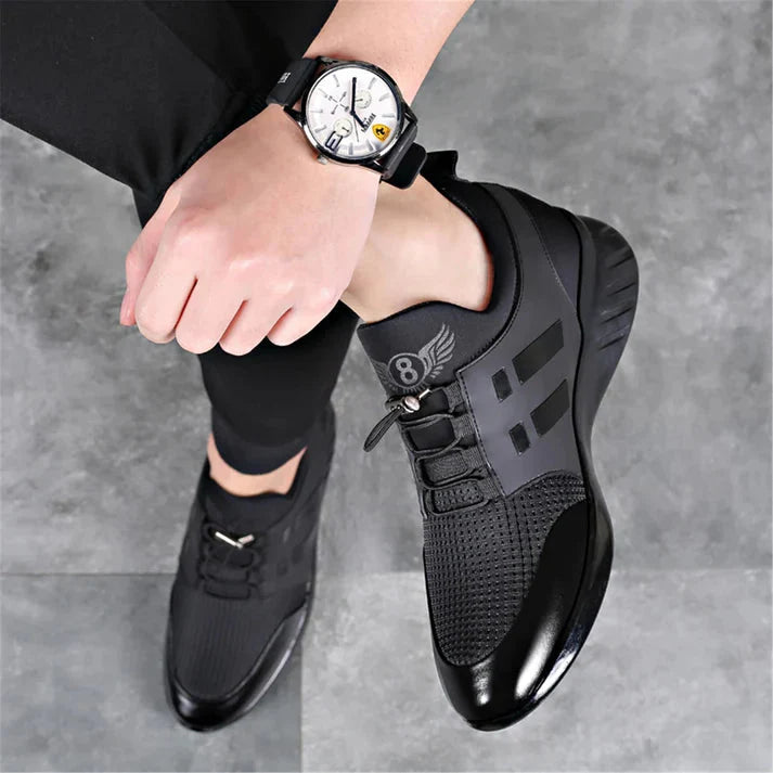 Men's black vegan leather trainers