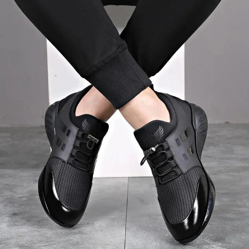 Men's black vegan leather trainers