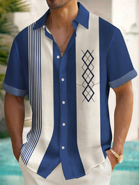 Men's Vintage Geometric Print Short-Sleeve Shirt