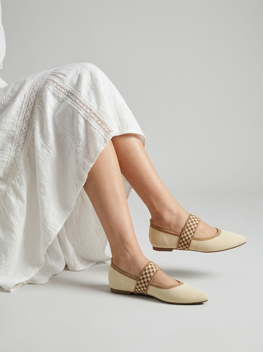 Ballet Flats with Cushioned Insole & Pointed Toe