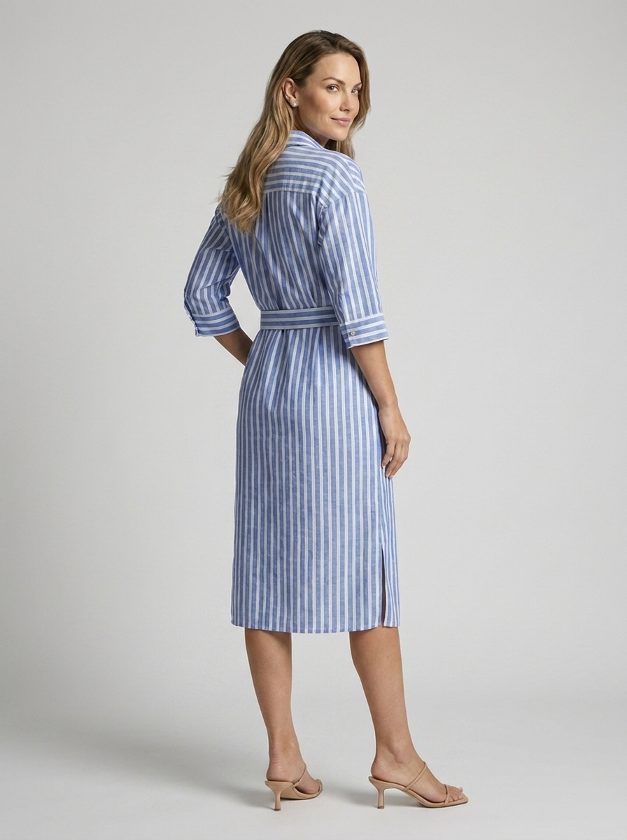 Striped Midi Shirt Dress for Summer