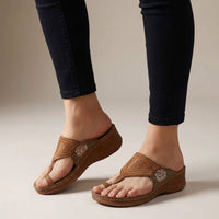 Wedge Sandals For Women Floral Embroidery Design