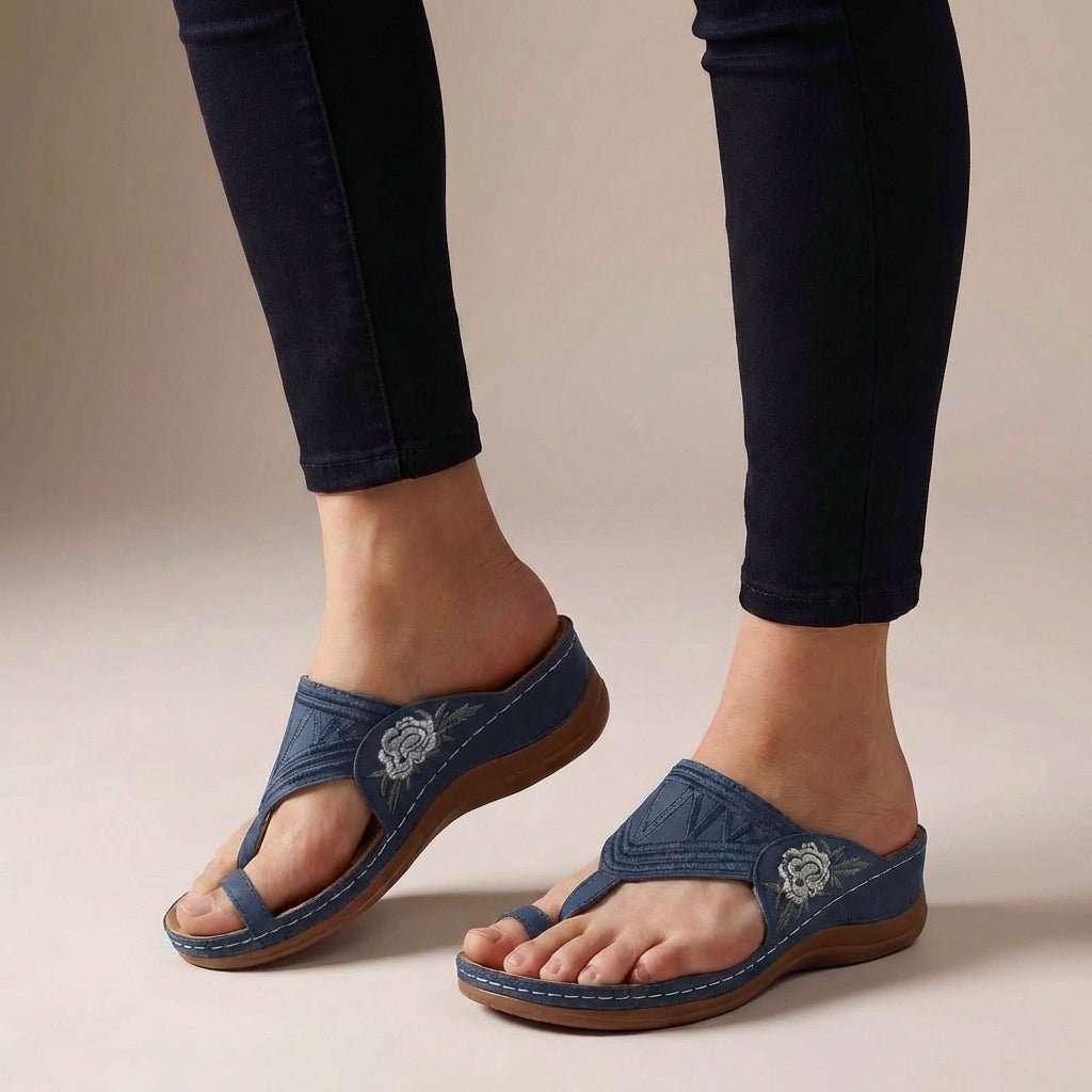 Wedge Sandals For Women Floral Embroidery Design 3