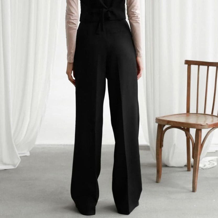 Wide Leg Trousers High-Waisted Pleated Green 3