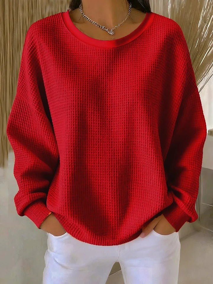 Women's sky blue relaxed waffle knit jumper