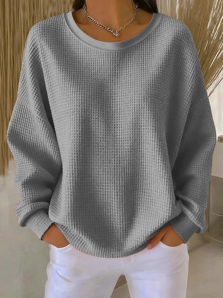 Women's sky blue relaxed waffle knit jumper