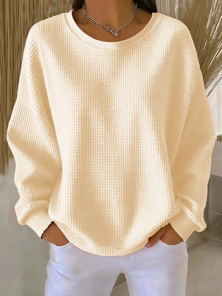 Women's sky blue relaxed waffle knit jumper
