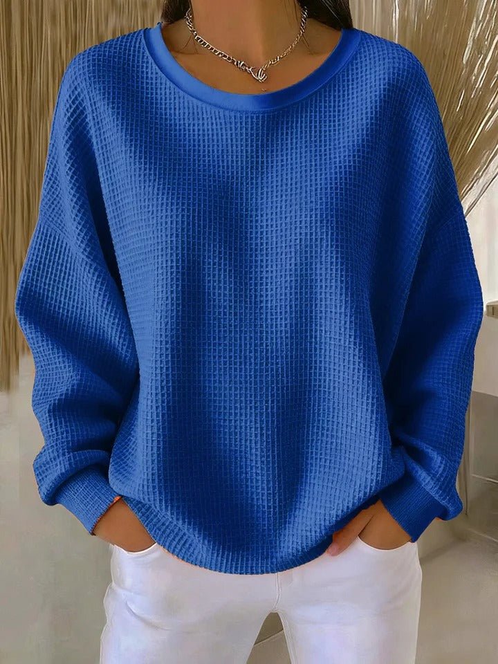 Women's sky blue relaxed waffle knit jumper