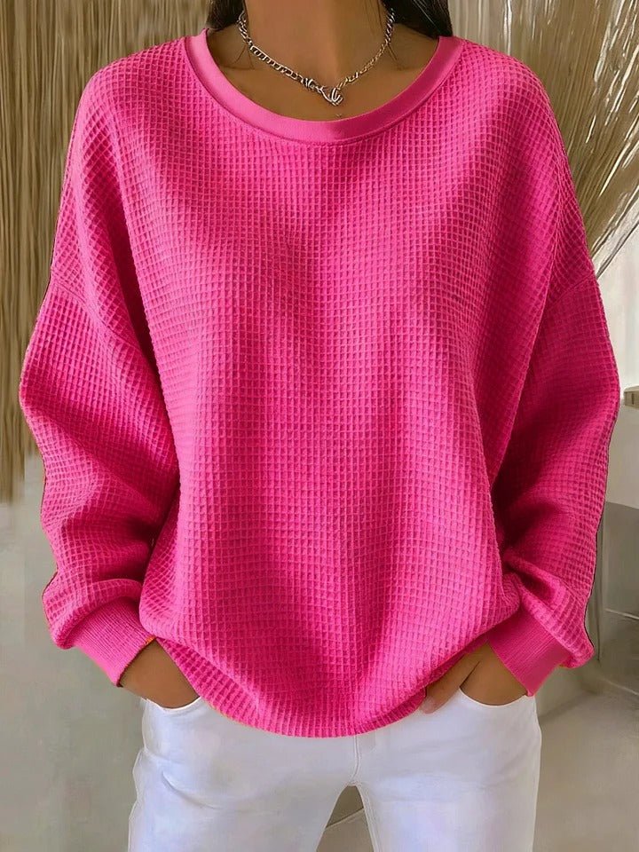 Women's sky blue relaxed waffle knit jumper