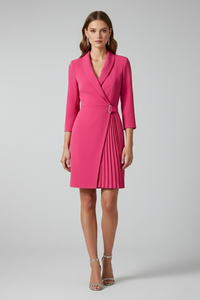 Women's Notched Collar Blazer Dress in Woven Fabric for Smart Occasions
