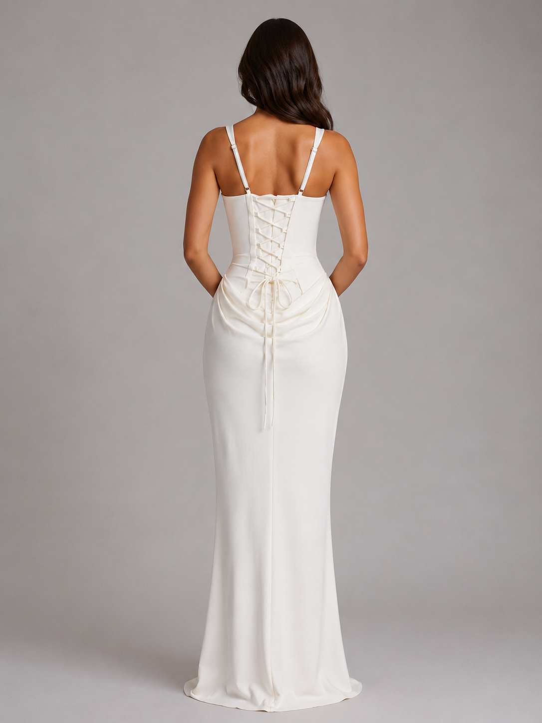 Women's white square neck bodycon maxi dress