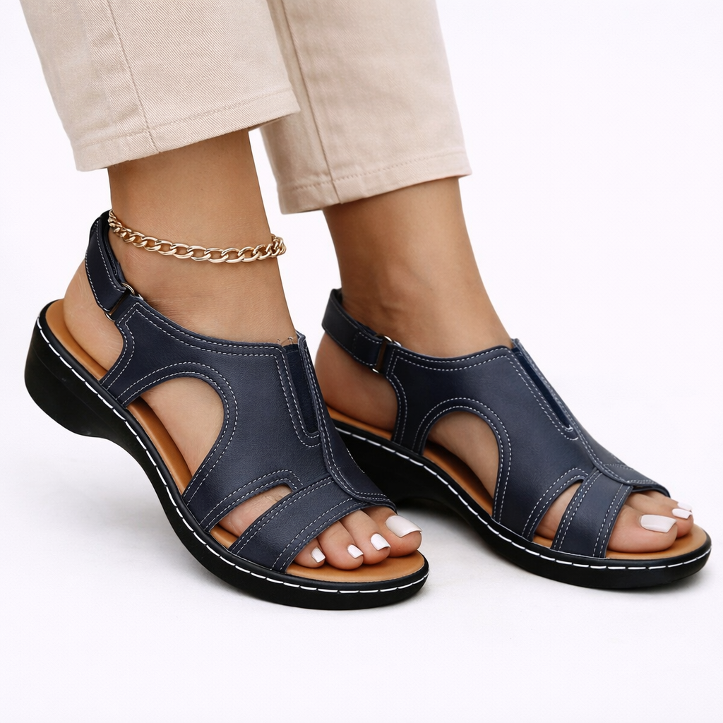 Women's black strappy flat summer sandals