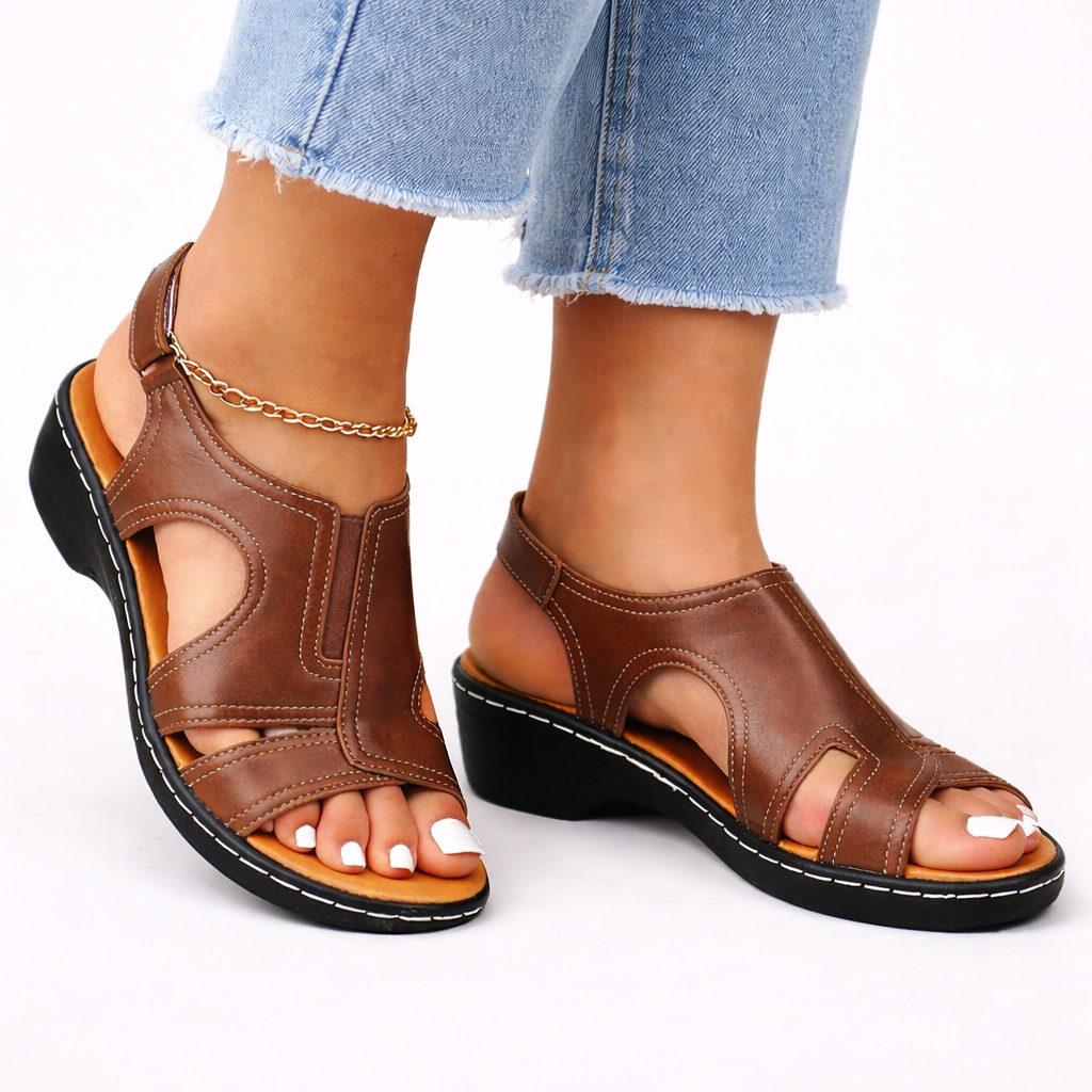 Women's black strappy flat summer sandals