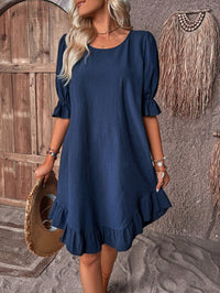 Women's Dress A-Line Mini Puff Sleeve Ruffles
