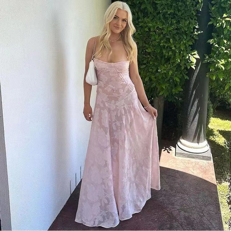 Women's black floral lace maxi dress with sweetheart neckline