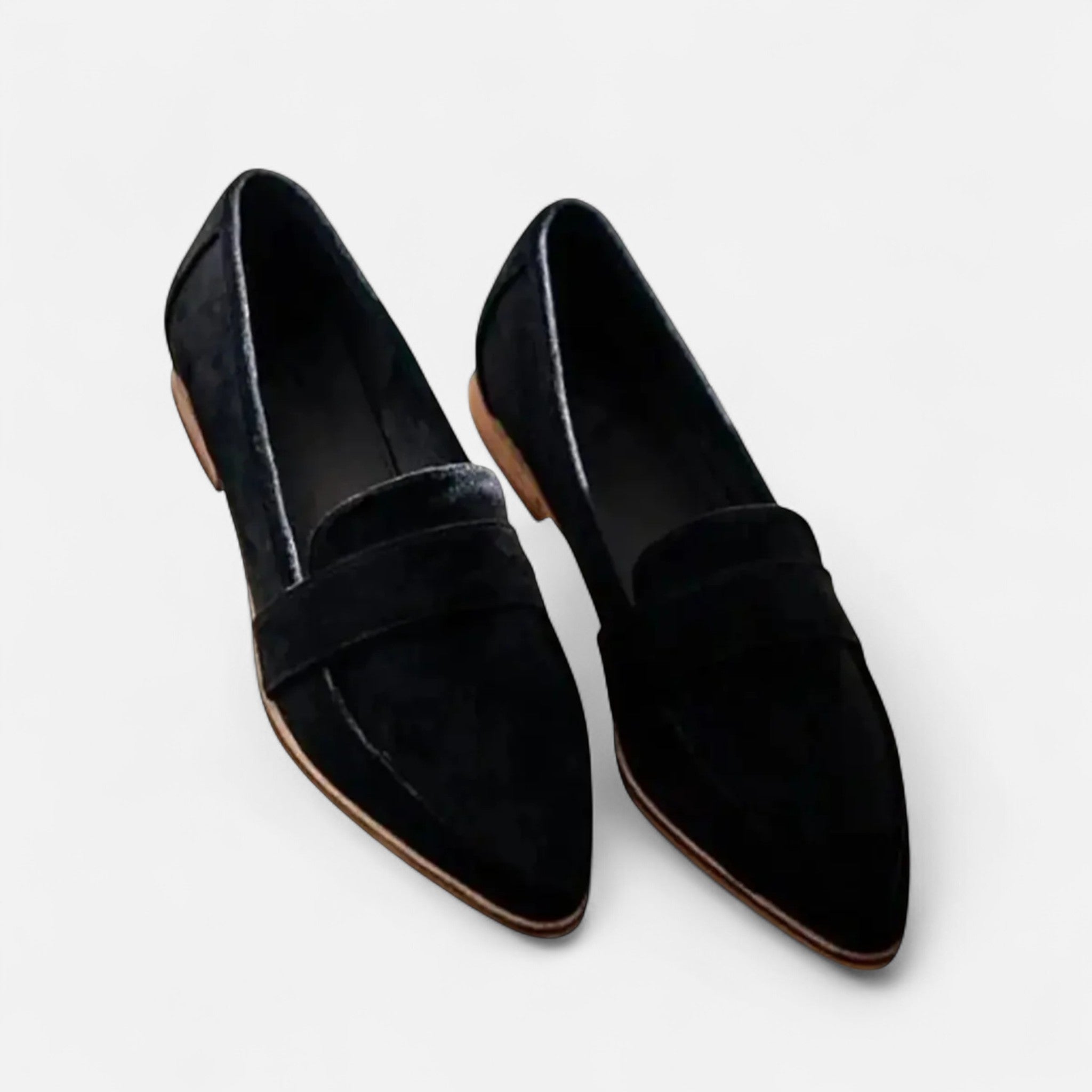 Women's Loafers Pointed Toe Black Leather Style 2