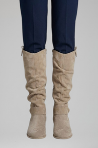 Women's Knee-High Boots with Side Zip and Faux Suede Comfort for Autumn
