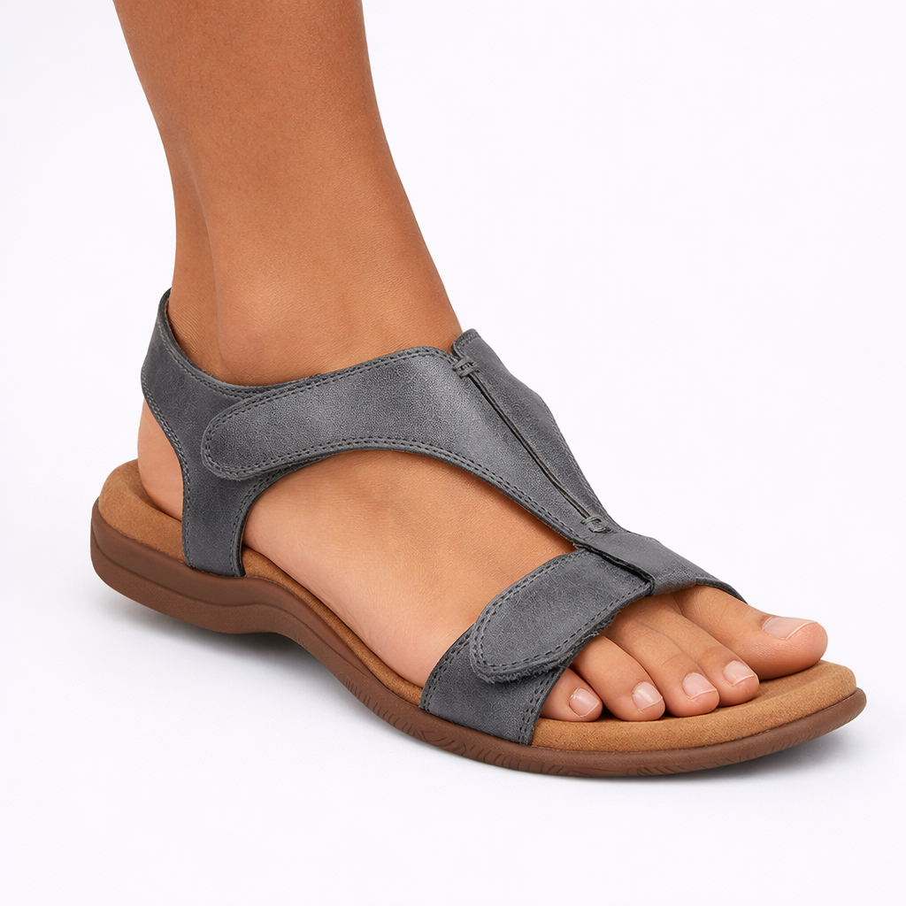 Women's blue adjustable strap footbed sandals
