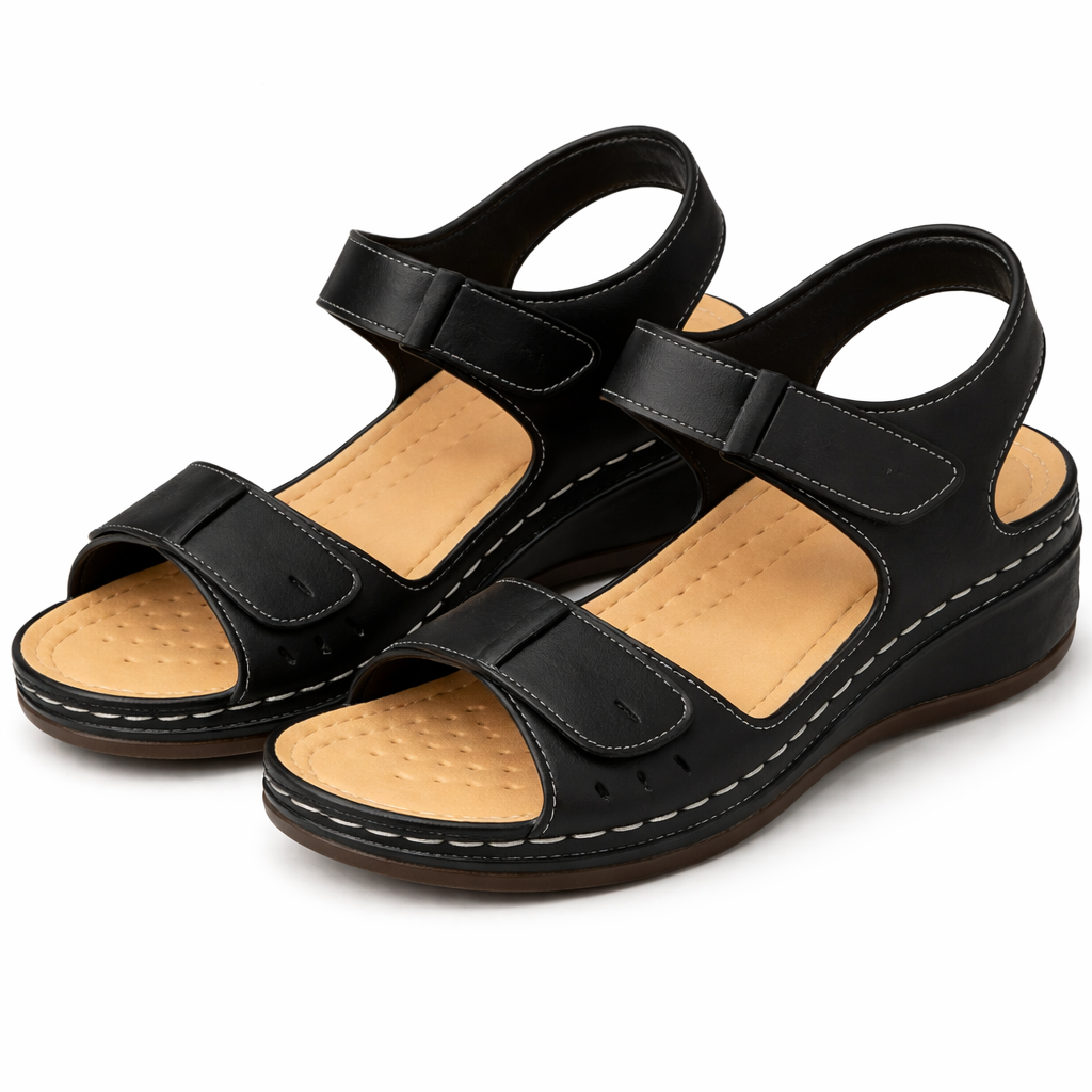 Women's beige open toe wedge sandals