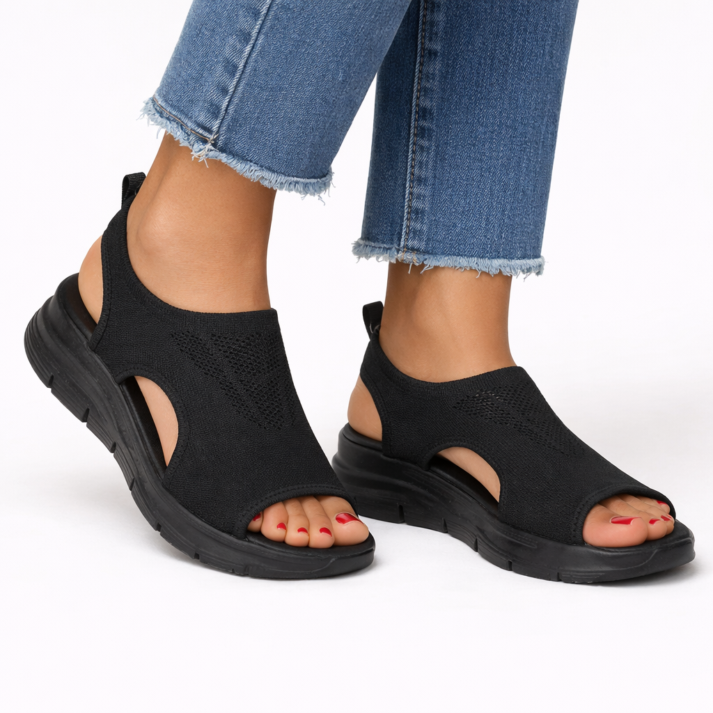 Women's navy knit slip-on trainers