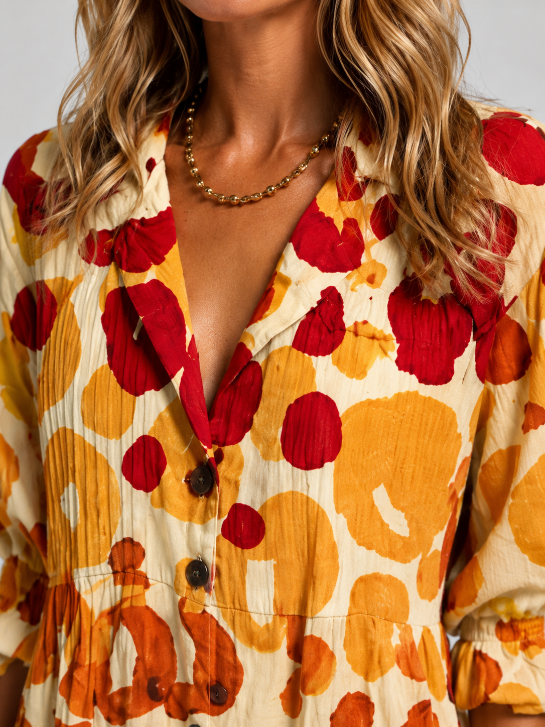 Women's multi printed button-front shirt dress