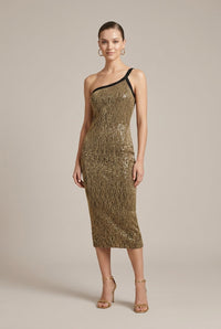 Women's One Shoulder Sequin Bodycon Dress Metallic Cocktail