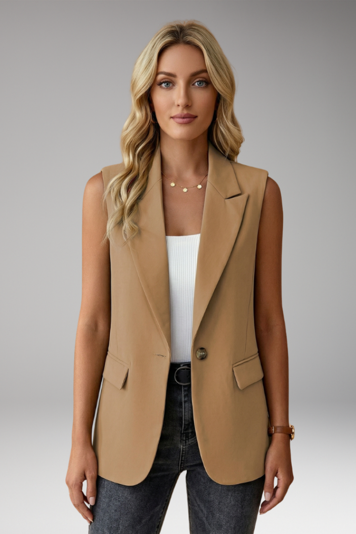 Women's burgundy longline tailored waistcoat with notch collar